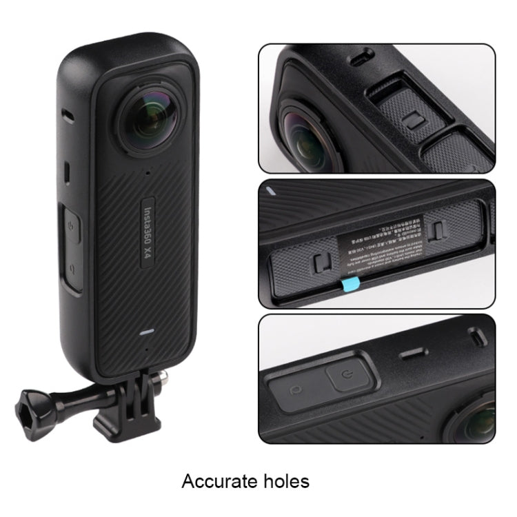 For Insta360 X4  PC Plastic Protective Frame with Adapter Mount & Screw (Black) - Mount & Holder by PMC TechLife | Online Shopping South Africa | PMC TechLife | Buy Now Pay Later Mobicred