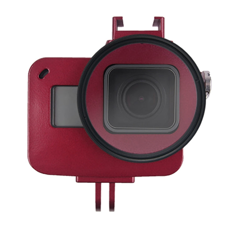 Housing Shell CNC Aluminum Alloy Protective Cage with Insurance Frame & 52mm UV Lens for GoPro HERO7 Black /6 /5 (Red) - Metal Cases by PMC Jewellery | Online Shopping South Africa | PMC Jewellery | Buy Now Pay Later Mobicred