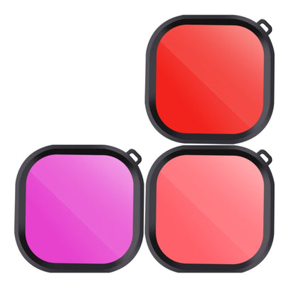 Pink Purple Red 3 Color Square Housing Diving Lens Filter Kits for GoPro HERO8 Black Original Waterproof Housing - Lens Filter by PMC Jewellery | Online Shopping South Africa | PMC Jewellery | Buy Now Pay Later Mobicred
