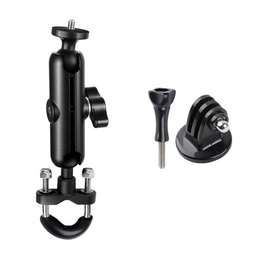 9cm Connecting Rod 20mm Ball Head Motorcycle Handlebar Fixed Mount Holder with Tripod Adapter & Screw for GoPro Hero12 Black / Hero11 /10 /9 /8 /7 /6 /5, Insta360 Ace / Ace Pro, DJI Osmo Action 4 and Other Action Cameras(Black) - Bicycle Handlebar Mount by PMC Jewellery | Online Shopping South Africa | PMC Jewellery | Buy Now Pay Later Mobicred