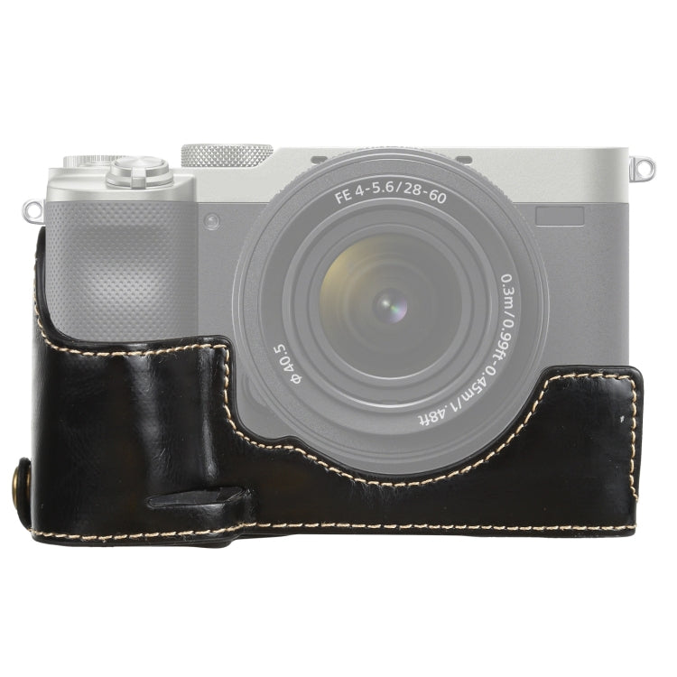 1/4 inch Thread PU Leather Camera Half Case Base for Sony ILCE-7C/A7C (Black) - free shipping - PMC TechLife - Order now!