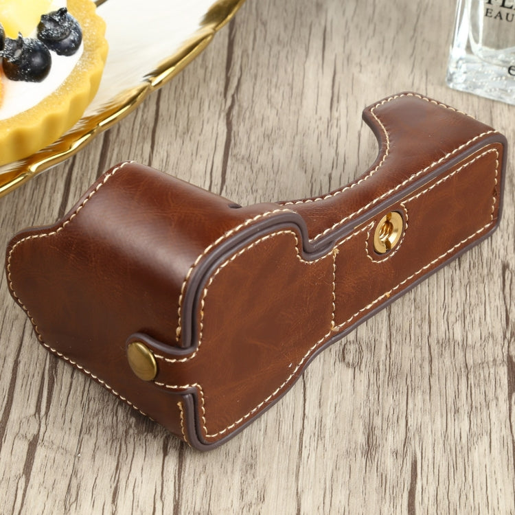 1/4 inch Thread PU Leather Camera Half Case Base for Sony ILCE-7C/A7C (Coffee) - free shipping - PMC TechLife - Order now!