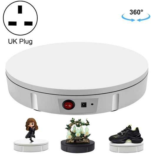 22cm Electric Rotating Display Stand Video Shooting Props Turntable, Load: 50kg, UK Plug (White) -  by PMC Jewellery | Online Shopping South Africa | PMC Jewellery | Buy Now Pay Later Mobicred