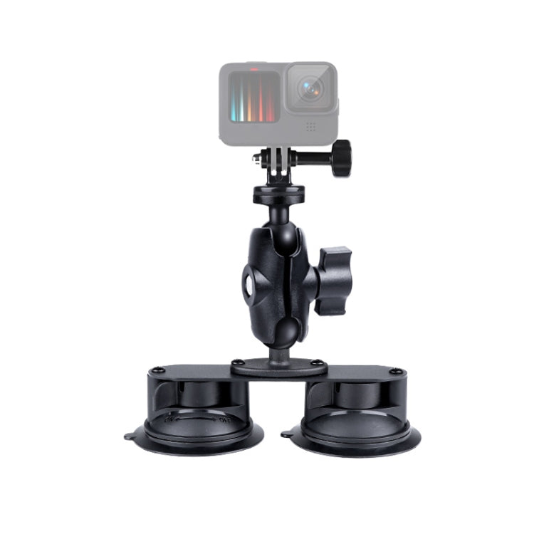 Dual Suction Cup Mount Holder with Tripod Adapter & Screw & Phone Clamp & Anti-lost Silicone Net for for GoPro Hero12 Black / Hero11 /10 /9 /8 /7 /6 /5, Insta360 Ace / Ace Pro, DJI Osmo Action 4 and Other Action Cameras, Smartphones(Black) - Holder by PMC Jewellery | Online Shopping South Africa | PMC Jewellery | Buy Now Pay Later Mobicred