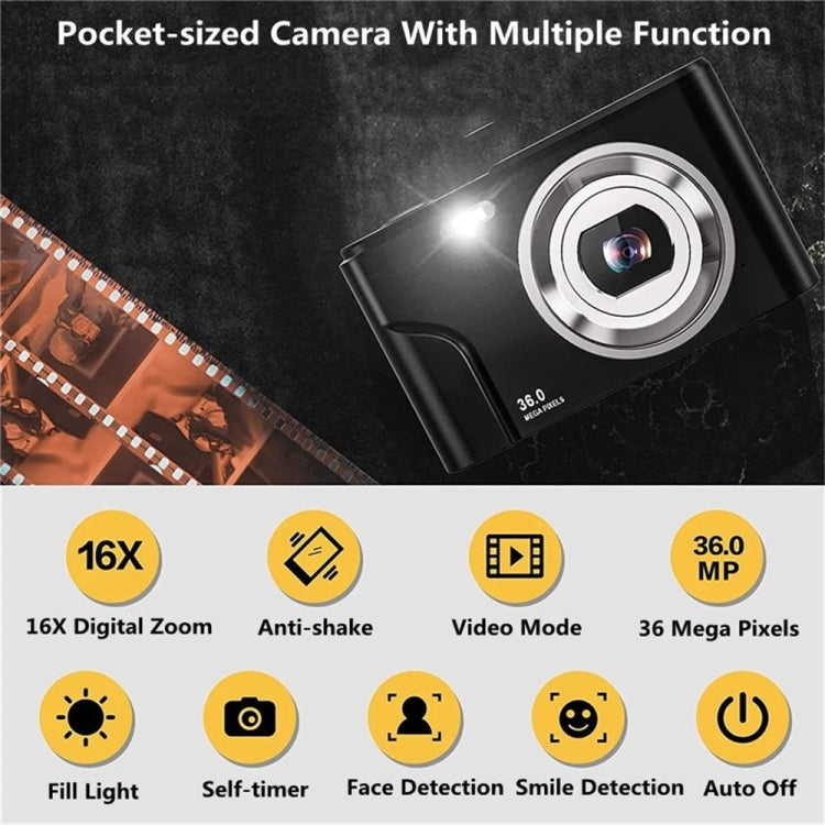 DC311 2.4 inch 36MP 16X Zoom 2.7K Full HD Digital Camera Children Card Camera, US Plug(Black) - Children Cameras by PMC Jewellery | Online Shopping South Africa | PMC Jewellery | Buy Now Pay Later Mobicred