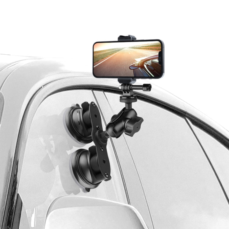 Single Suction Cup Mount Holder with Tripod Adapter & Steel Tether & Safety Buckle (Black) - Holder by PMC Jewellery | Online Shopping South Africa | PMC Jewellery