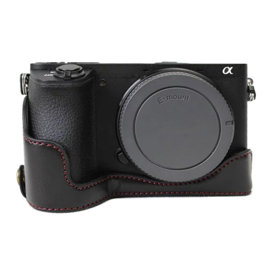 1/4 inch Thread PU Leather Camera Half Case Base for Sony ILCE-A6500 / A6500 (Black) - Half Case by PMC Jewellery | Online Shopping South Africa | PMC Jewellery | Buy Now Pay Later Mobicred