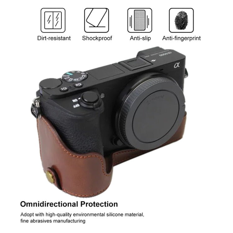 1/4 inch Thread PU Leather Camera Half Case Base for Sony ILCE-A6500 / A6500 (Black) - Half Case by PMC TechLife | Online Shopping South Africa | PMC TechLife | Buy Now Pay Later Mobicred