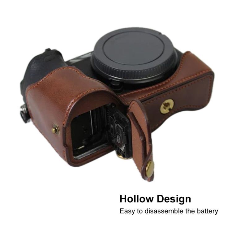 1/4 inch Thread PU Leather Camera Half Case Base for Sony ILCE-A6500 / A6500 (Brown) - Half Case by PMC TechLife | Online Shopping South Africa | PMC TechLife | Buy Now Pay Later Mobicred
