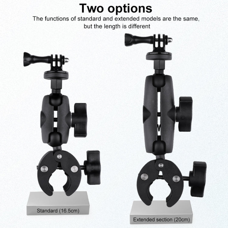 Extended Version 360 Rotation Adjustable Action Camera Bike Motorcycle Handlebar Holder with Phone Clamp (Black) - Bicycle Handlebar Mount by PMC TechLife | Online Shopping South Africa | PMC TechLife | Buy Now Pay Later Mobicred