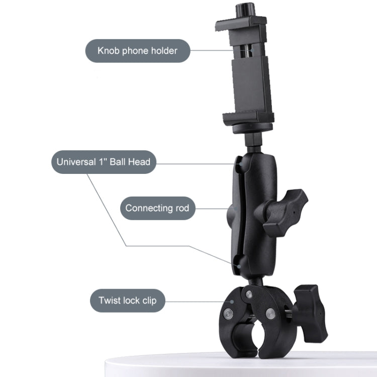 Extended Version 360 Rotation Adjustable Action Camera Bike Motorcycle Handlebar Holder with Phone Clamp (Black) - Bicycle Handlebar Mount by PMC Jewellery | Online Shopping South Africa | PMC Jewellery | Buy Now Pay Later Mobicred