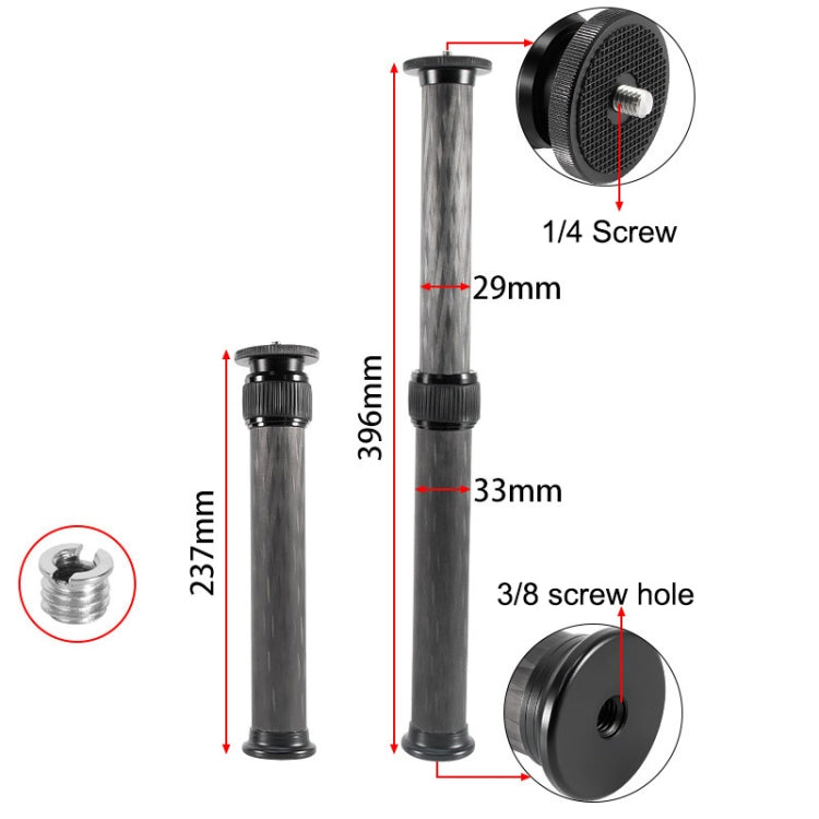 BEXIN P332C 237mm-396mm Tripod Extension Pole Carbon Fiber Center Column Tripod Extender(Black) - Monopods by BEXIN | Online Shopping South Africa | PMC TechLife | Buy Now Pay Later Mobicred