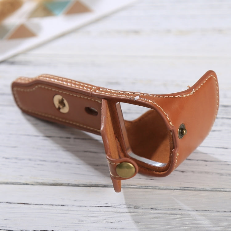 1/4 inch Thread PU Leather Camera Half Case Base for Sony Alpha 6100 / A6100(Brown) - Half Case by PMC TechLife | Online Shopping South Africa | PMC TechLife | Buy Now Pay Later Mobicred