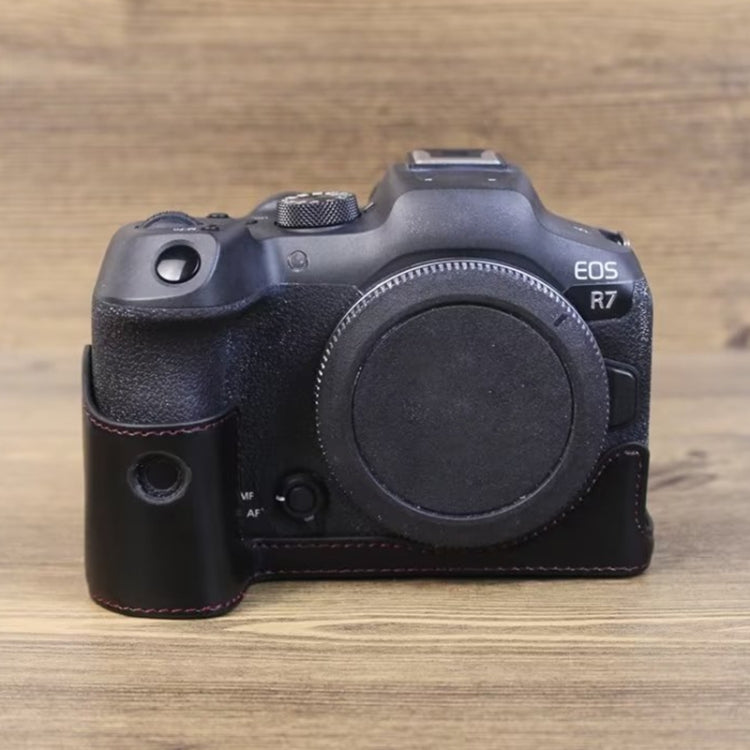 For Canon EOS R7 1/4 inch Thread PU Leather Camera Half Case Base (Black) - Half Case by PMC TechLife | Online Shopping South Africa | PMC TechLife | Buy Now Pay Later Mobicred