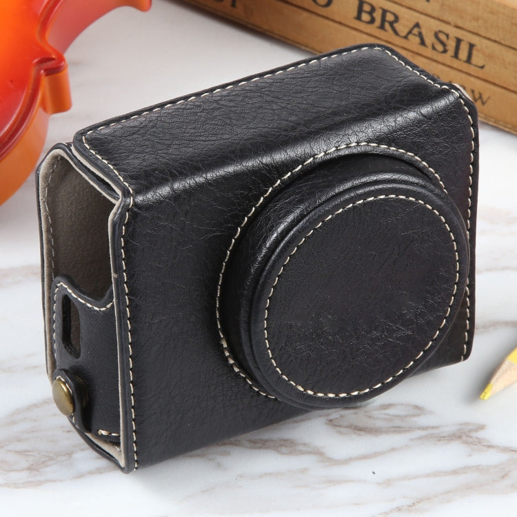 For Canon PowerShot G7 X Full Body Camera PU Leather Camera Case Bag with Strap (Black) - Leather Bag by PMC TechLife | Online Shopping South Africa | PMC TechLife | Buy Now Pay Later Mobicred