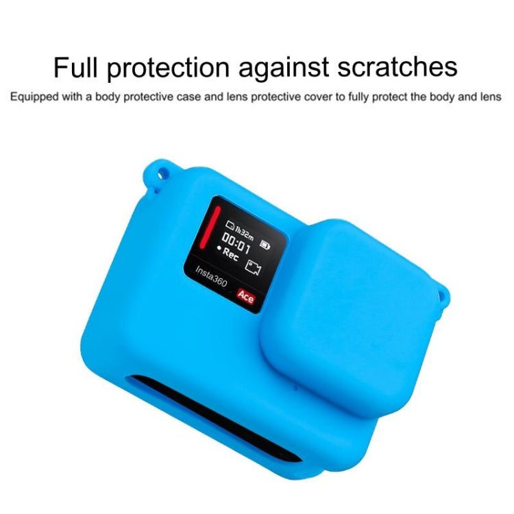 For Insta360 Ace Body Silicone Protective Case with Lens Cap (Blue) - Case & Bags by PMC TechLife | Online Shopping South Africa | PMC TechLife | Buy Now Pay Later Mobicred