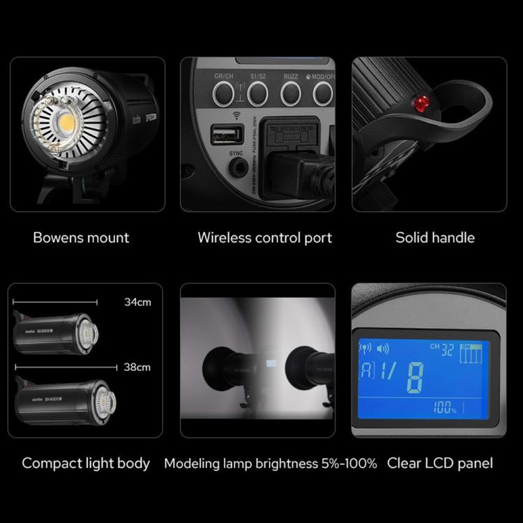 Godox SK400II-V Studio Flash Photo Light 400Ws Bowens Mount Monolight Light (UK Plug) - free shipping - PMC TechLife - Order now!