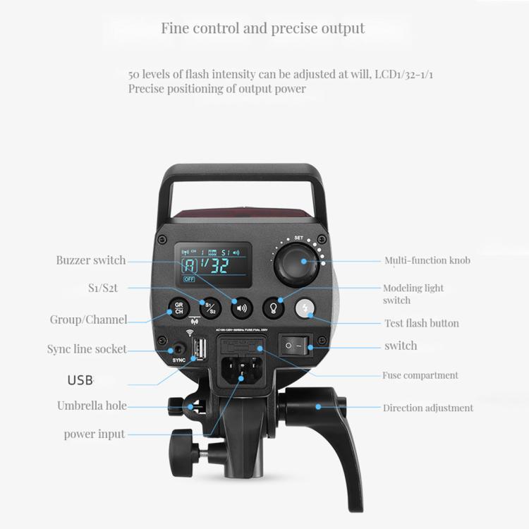 Godox MS200-V Studio Flash Light 200Ws Bowens Mount Strobe Light with Lamp Cover (AU Plug) - free shipping - PMC TechLife - Order now!