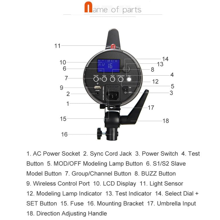 Godox Gemini GS200II Studio Flash Light 200Ws Bowens Mount Strobe Flash (EU Plug) - free shipping - PMC TechLife - Order now!