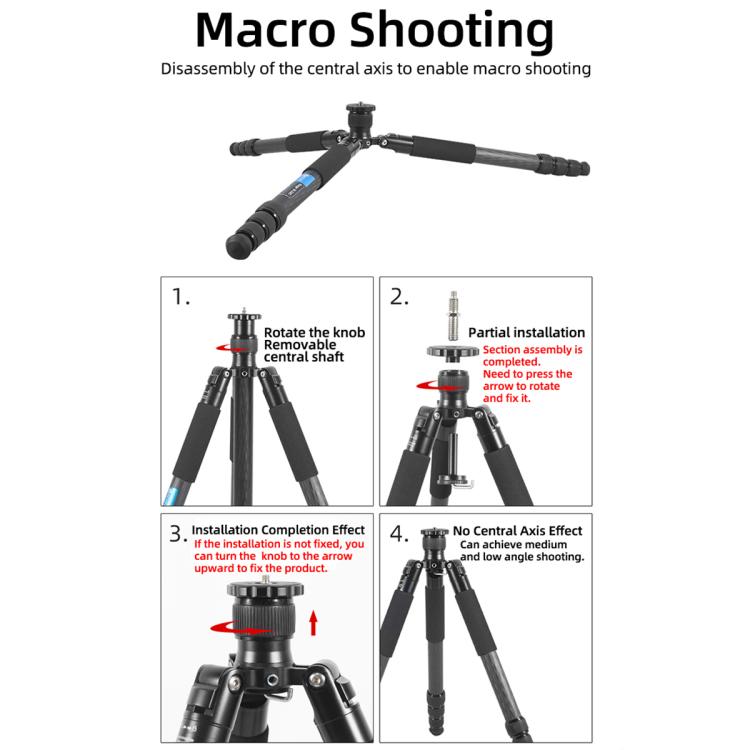 BEXIN W-334C Portable DSLR Camera 2 in 1 Carbon Fiber Tripod Detachable Monopod (Black) - free shipping - PMC TechLife - Order now!
