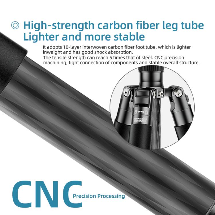 BEXIN W-334C Portable DSLR Camera 2 in 1 Carbon Fiber Tripod Detachable Monopod (Black) - free shipping - PMC TechLife - Order now!