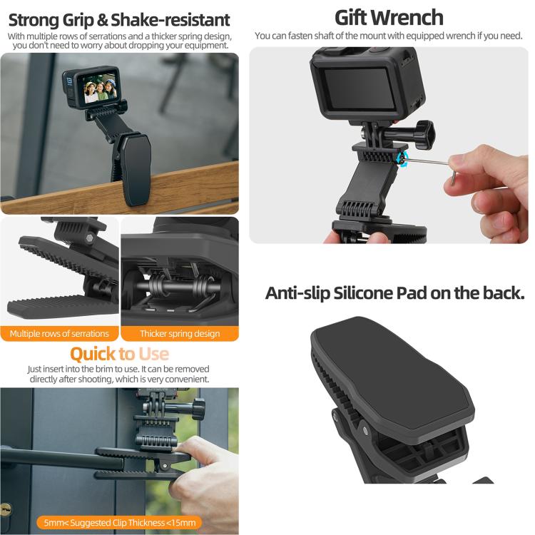 Sunnylife Stretchable Backpack Clip Rotatable Magnetic Mount Action Camera Holder Vlog Mount (Black) - free shipping - PMC TechLife - Order now!