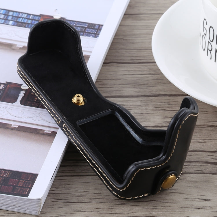 1/4 inch Thread PU Leather Camera Half Case Base for Canon EOS M5(Black) - free shipping - PMC TechLife - Order now!