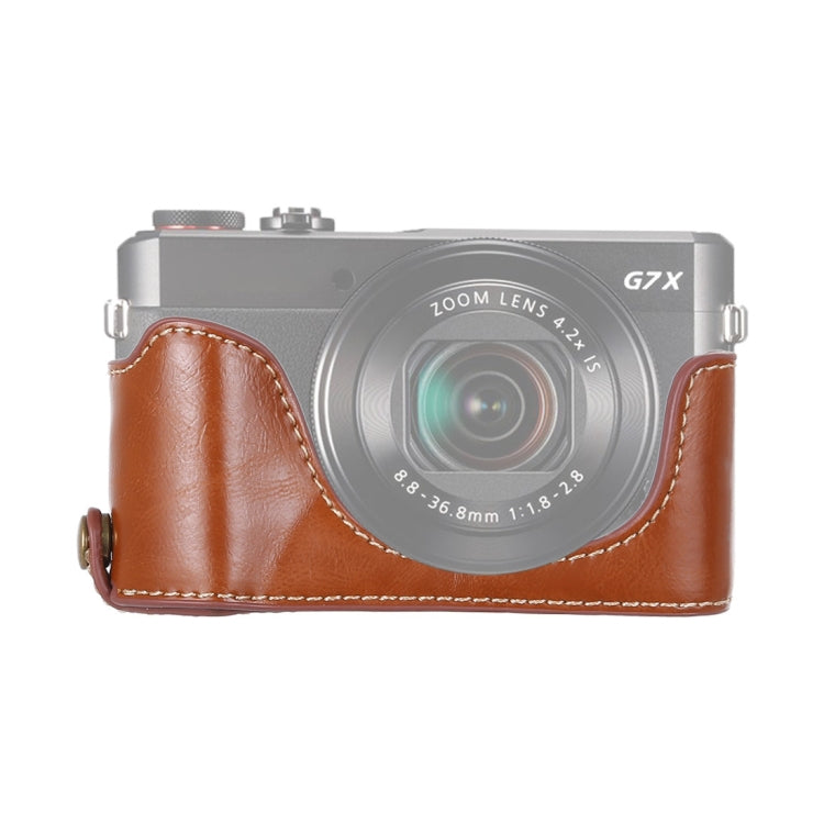 1/4 inch Thread PU Leather Camera Half Case Base for Canon G7 X Mark II (Brown) - Half Case by PMC TechLife | Online Shopping South Africa | PMC TechLife | Buy Now Pay Later Mobicred