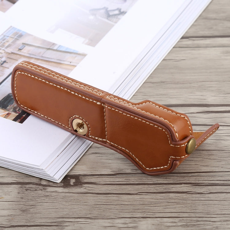 1/4 inch Thread PU Leather Camera Half Case Base for Olympus EM5 / EM5 Mark II (Brown) - free shipping - PMC TechLife - Order now!