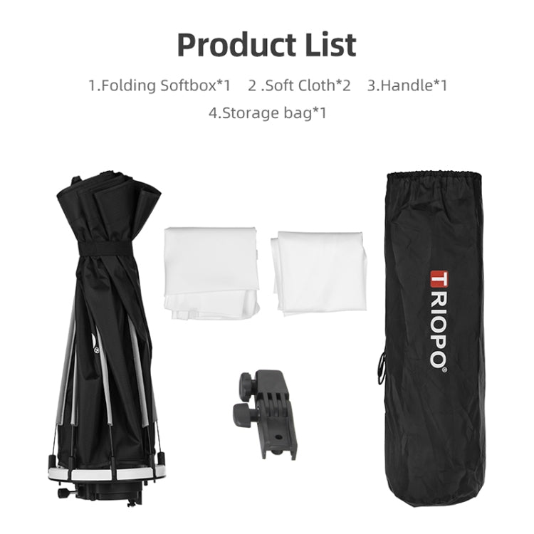 TRIOPO KX65 65cm Dome Speedlite Flash Octagon Parabolic Softbox Diffuser for Speedlite - free shipping - PMC TechLife - Order now!