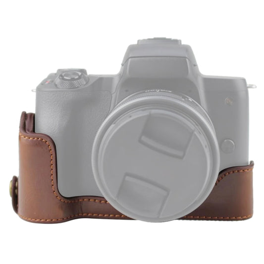 1/4 inch Thread PU Leather Camera Half Case Base for Canon EOS M50 / M50 Mark II (Coffee) - Half Case by PMC Jewellery | Online Shopping South Africa | PMC Jewellery | Buy Now Pay Later Mobicred