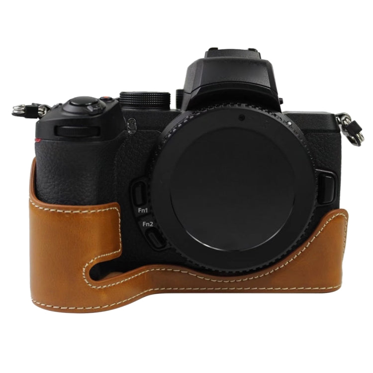 1/4 inch Thread PU Leather Camera Half Case Base for Nikon Z50(Brown) - free shipping - PMC TechLife - Order now!