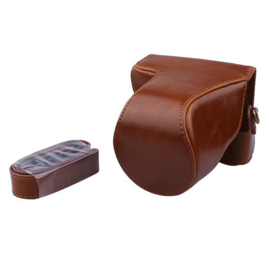 Full Body Camera PU Leather Case Bag with Strap for Canon EOS M200 (15-55mm Lens) (Brown) - Leather Bag by PMC Jewellery | Online Shopping South Africa | PMC Jewellery | Buy Now Pay Later Mobicred