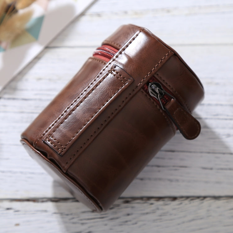 Small Lens Case Zippered PU Leather Pouch Box for DSLR Camera Lens, Size: 11x8x8cm(Coffee) - free shipping - PMC TechLife - Order now!