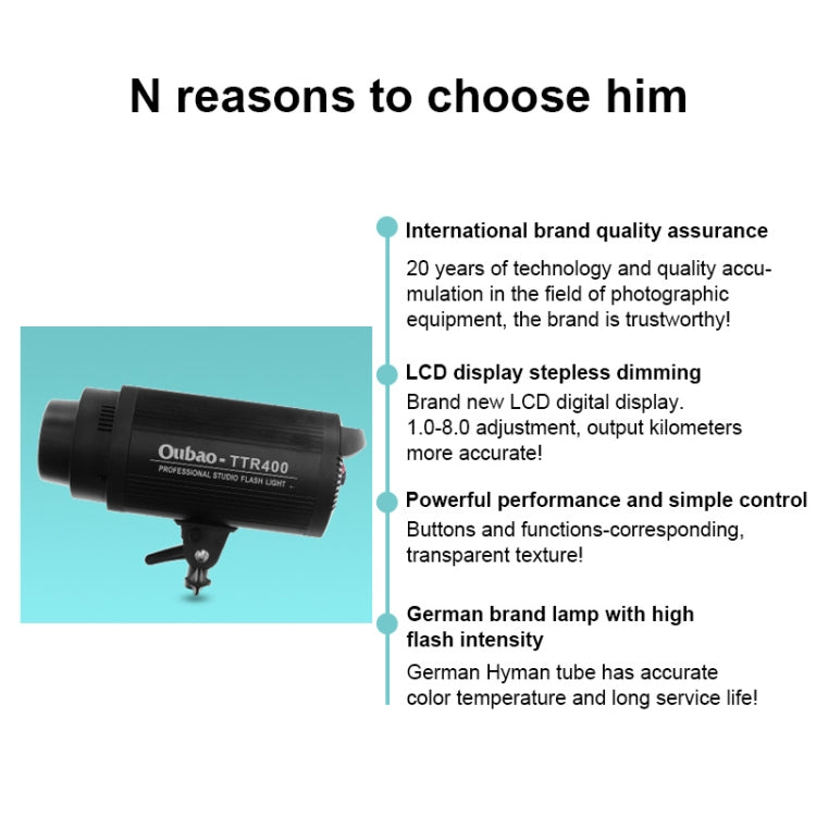 TRIOPO Oubao TTR400W Studio Flash with E27 150W Light Bulb - free shipping - PMC TechLife - Order now!