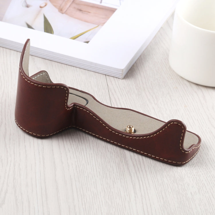 1/4 inch Thread PU Leather Camera Half Case Base for Canon EOS R (Coffee) - free shipping - PMC TechLife - Order now!