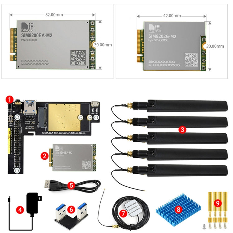 Waveshare SIM8200EA-M2 5G Snapdragon X55 Multi Mode Multi Band 5G/4G/3G Module Expand Board for Jetson Nano, EU Plug - free shipping - PMC Jewellery - Order now!