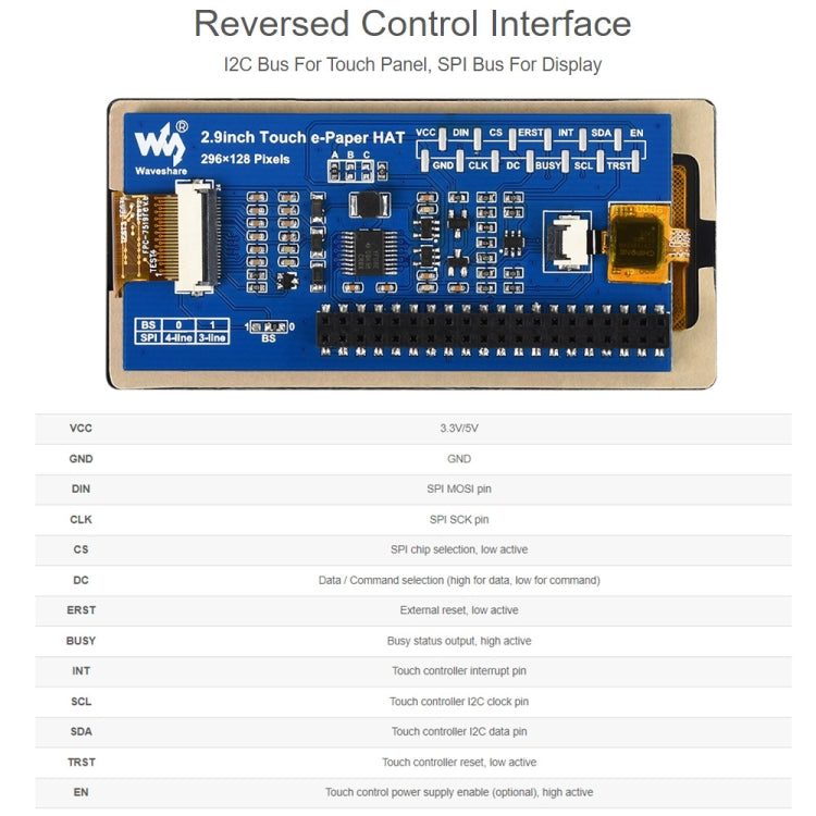 Waveshare 2.9 inch 296 x 128 Pixel 5-Points Capacitive Touch Black / White E-Paper E-Ink Display HAT for Raspberry Pi Pico, SPI Interface - Modules Expansions Accessories by WAVESHARE | Online Shopping South Africa | PMC Jewellery | Buy Now Pay Later Mobicred