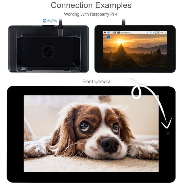 WAVESHARE 7 inch 800 x 480 Capacitive Touch Display with Case & Front Camera for Raspberry Pi - free shipping - PMC TechLife - Order now!