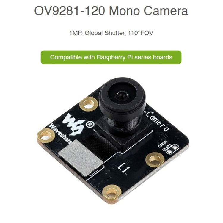Waveshare OV9281-120 1MP Mono Camera Module for Raspberry Pi, Global Shutter - free shipping - PMC TechLife - Order now!