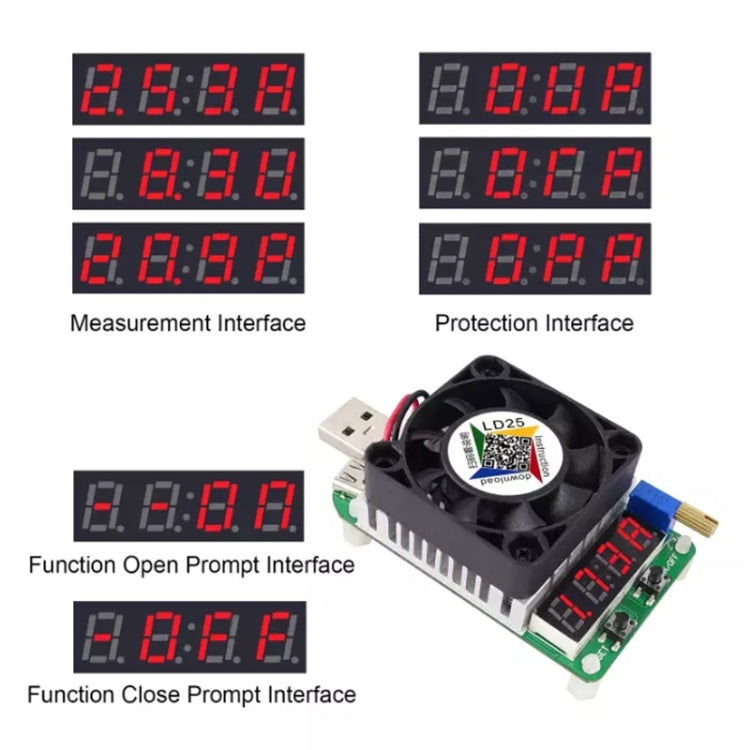 LD25 Adjustable Current Voltage Electronic USB Load Resistor Discharge Battery Test - Resistor / Diodes by PMC TechLife | Online Shopping South Africa | PMC TechLife