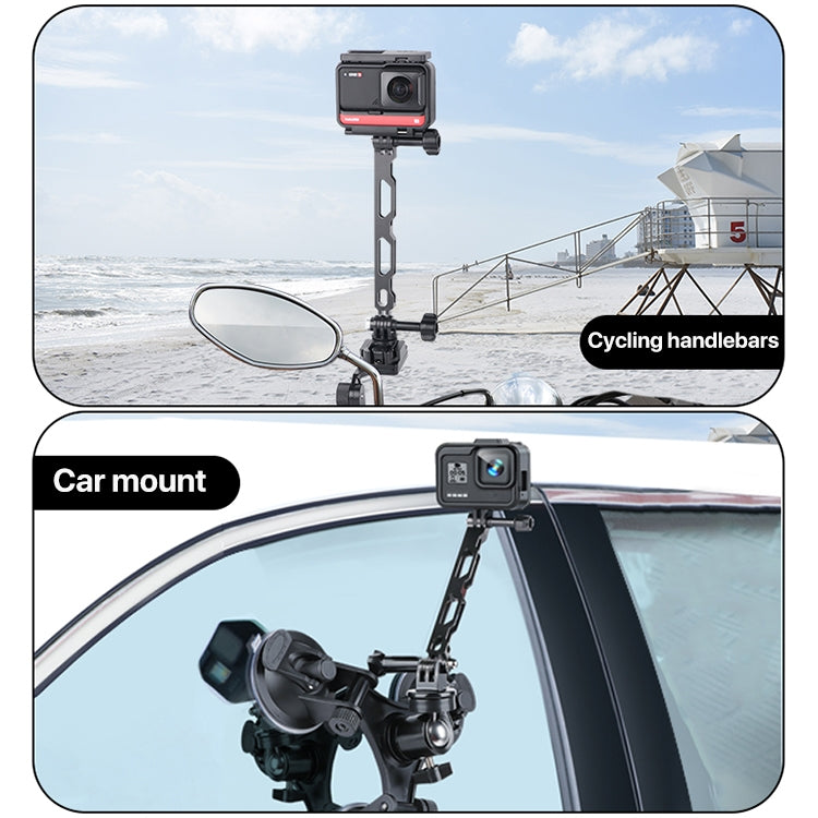 Aluminum Extension Arm Grip Extenter for GoPro Hero12 Black / Hero11 /10 /9 /8 /7 /6 /5, Insta360 Ace / Ace Pro, DJI Osmo Action 4 and Other Action Cameras(Black) - Others by PMC Jewellery | Online Shopping South Africa | PMC Jewellery | Buy Now Pay Later Mobicred