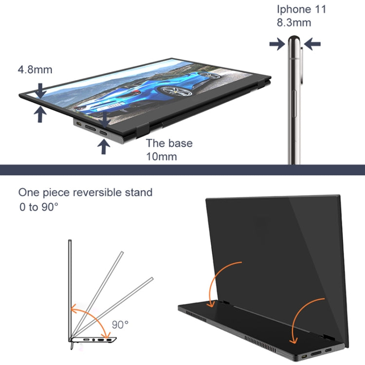 M8 14inch 1080P Ultra-thin HD Portable Narrow-edge Display - LED Projector by PMC TechLife | Online Shopping South Africa | PMC TechLife | Buy Now Pay Later Mobicred