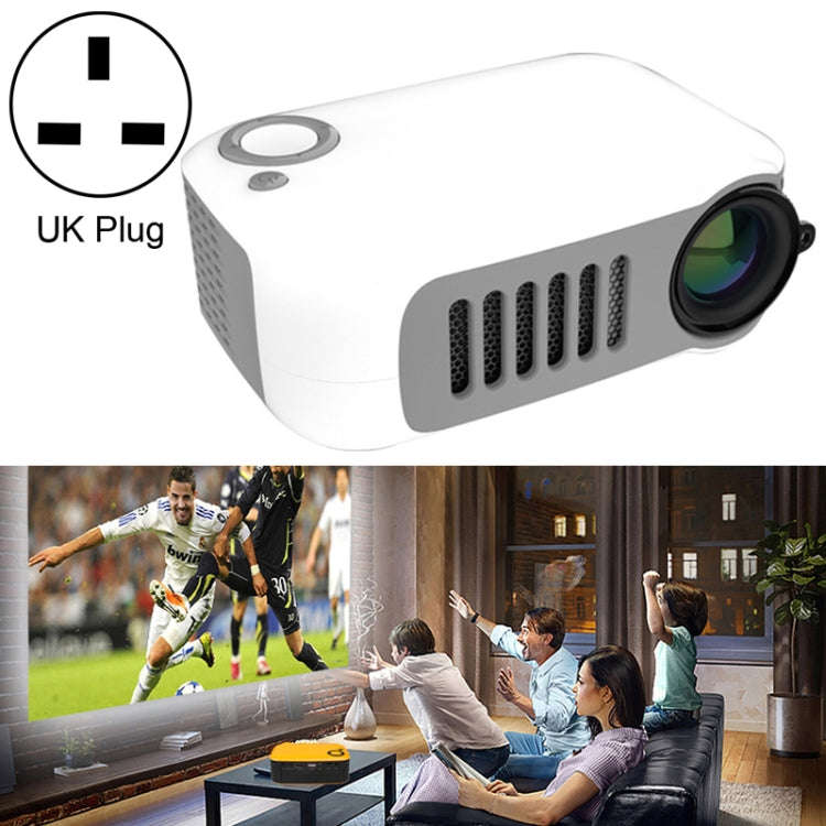 A2000 1080P Mini Portable Smart Projector Children Projector, UK Plug(White Grey) - Mini Projector by PMC Jewellery | Online Shopping South Africa | PMC Jewellery | Buy Now Pay Later Mobicred