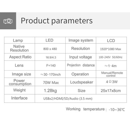 T5 100ANSI Lumens 800x400 Resolution 480P LED+LCD Technology Smart Projector, Support HDMI / SD Card / 2 x USB / Audio 3.5mm, Ordinary Version - LED Projector by PMC Jewellery | Online Shopping South Africa | PMC Jewellery | Buy Now Pay Later Mobicred