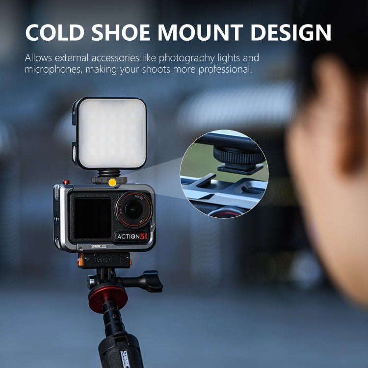 For DJI Osmo Action 5 Pro STARTRC Metal Cage Expansion Adapter Frame with Cold Shoe (Grey) - free shipping - PMc TechLife - Order now!
