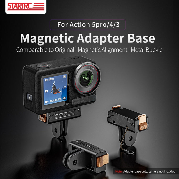 For DJI Osmo Action 5 Pro / 4 / 3 STARTRC Plastic Quick Adapter Magnetic Extension Bracket (Black) - free shipping - PMC TechLife - Order now!