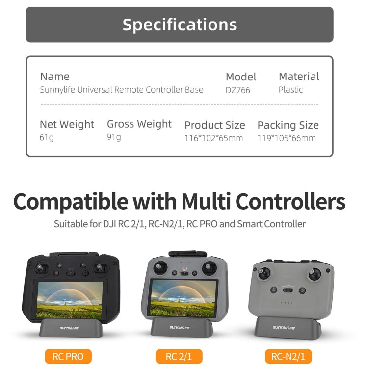 Sunnylife DZ766 Drone Remote Control Display Base Stand (Grey) - Holder Series by Sunnylife | Online Shopping South Africa | PMC TechLife | Buy Now Pay Later Mobicred