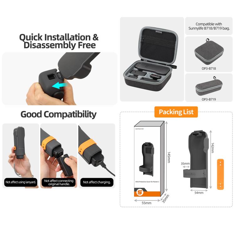 For DJI Osmo Pocket 3 Sunnylife Storage Box Protective Case Cover (Black) - free shipping - PMC TechLife - Order now!