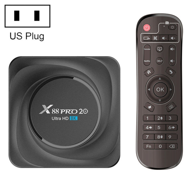X88 Pro 20 4K Smart TV BOX Android 11.0 Media Player with Infrared Remote Control, RK3566 Quad Core 64bit Cortex-A55 up to 1.8GHz, RAM: 8GB, ROM: 128GB, Support Dual Band WiFi, Bluetooth, Ethernet, US Plug - RK3566 by PMC Jewellery | Online Shopping South Africa | PMC Jewellery | Buy Now Pay Later Mobicred